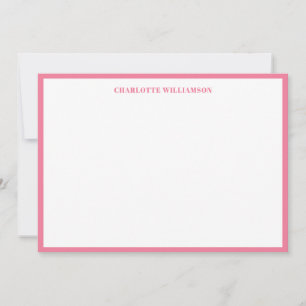 Bold Typography Personalized Name Pink Border Thank You Card