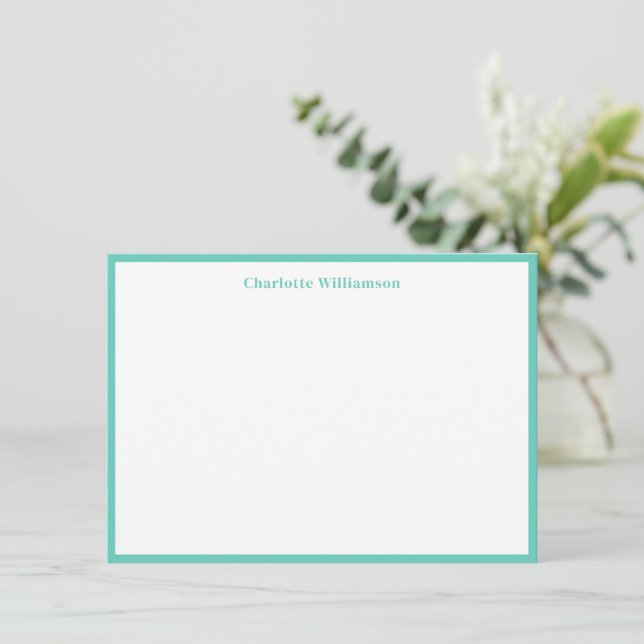 Bold Typography Personalized Name Seafoam Border  Thank You Card (Standing Front)