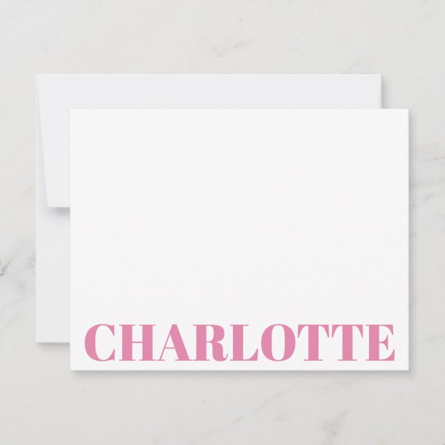 Bold Typography Personalized Pink Name Card (Front)