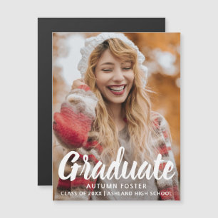 Bold Typography Photo Modern Graduation Magnetic Invitation