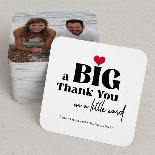 Bold typography photo wedding thank you  card
