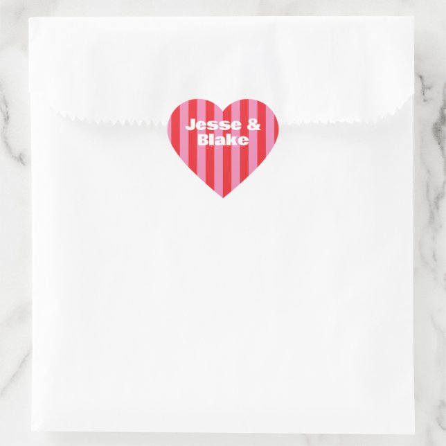 Bold Typography, Pink and Red Wedding Heart Sticker (Bag)