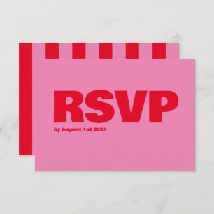 Bold Typography, Pink and Red Wedding RSVP Card