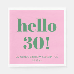 Bold Typography Pink Green Modern 30th Birthday Napkin