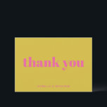 Bold Typography Pink Yellow Custom Wedding Flat Thank You Card<br><div class="desc">Modern Bold Typography Pink and Yellow Custom Wedding Flat Thank You Card</div>