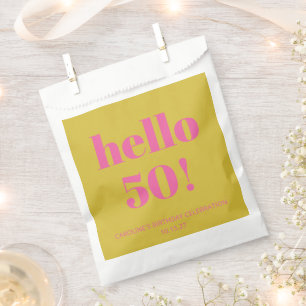 Bold Typography Pink Yellow Modern 50th Birthday Favour Bag