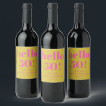 Bold Typography Pink Yellow Modern 50th Birthday Wine Label<br><div class="desc">Bold Typography Bright Pink and Yellow Modern 50th Birthday Custom Wine Label</div>