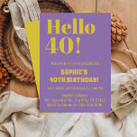 Bold Typography Purple Modern 40th Birthday Party  Invitation<br><div class="desc">Bold Typography Purple Modern 40th Birthday Party Invitation Bold Typography Modern 40th Birthday Party Invitation Bold Typography Pink Modern 40th Birthday Party Invitation... Bold Typography Modern 40th Birthday Party Invitation "Turning 40 has never been this chic! Make your milestone birthday an unforgettable one with our Bold Typography Pink Modern 40th...</div>