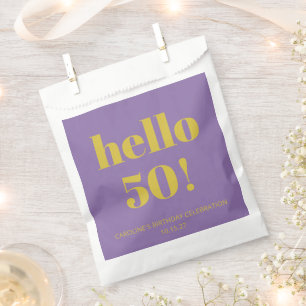 Bold Typography Purple Yellow Modern Birthday Favour Bag