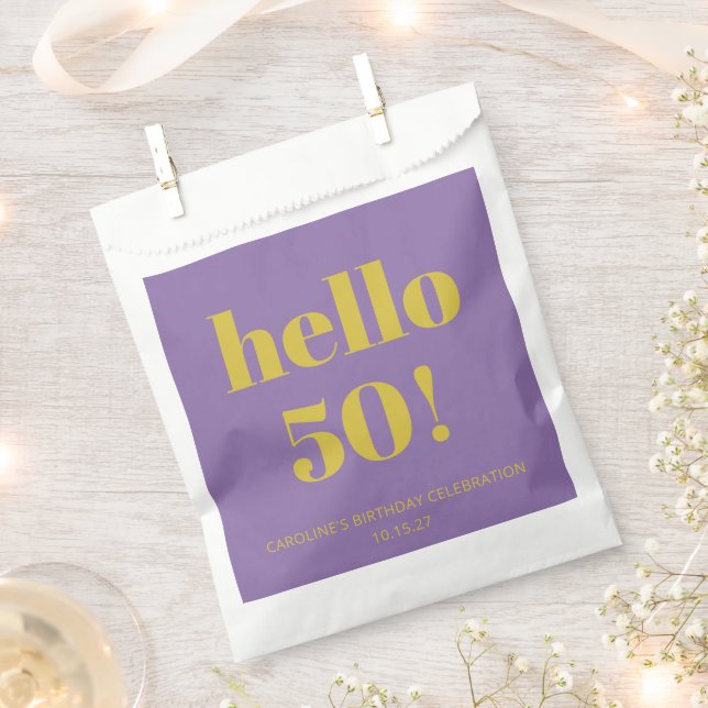 Bold Typography Purple Yellow Modern Birthday  Favour Bag (Clipped)