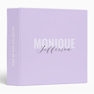 Bold Typography & Script Lilac Lavender Monogram Binder