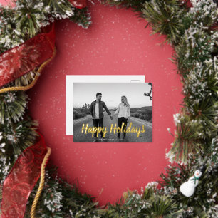 bold typography script photo happy holiday card