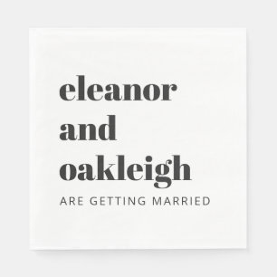 Bold Typography Simple Fun White Modern Wedding Napkin