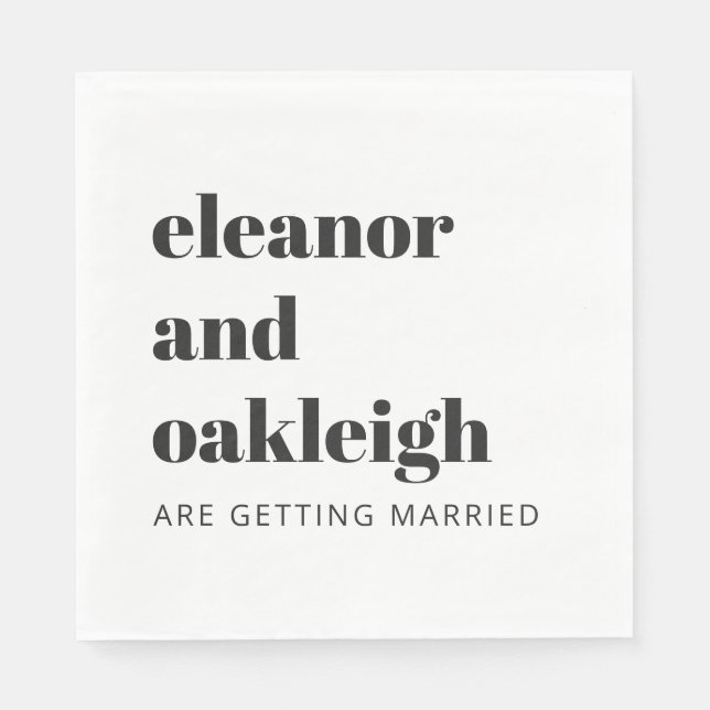 Bold Typography Simple Fun White Modern Wedding Napkin (Front)