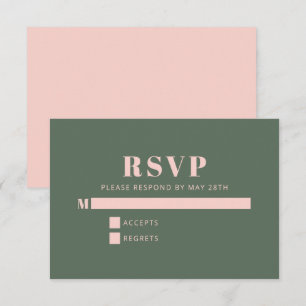Bold Typography Simple Pink Green Bat Mitzvah RSVP Card