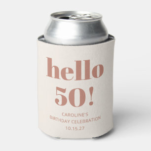 Bold Typography Terracotta Modern 50th Birthday Can Cooler