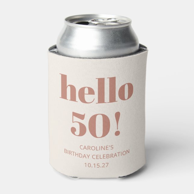 Bold Typography Terracotta Modern 50th Birthday  Can Cooler (Can Front)