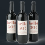 Bold Typography Terracotta Modern 50th Birthday  Wine Label<br><div class="desc">Bold Typography Modern 50th Birthday Party Custom Wine Label in Terracotta and Ivory</div>
