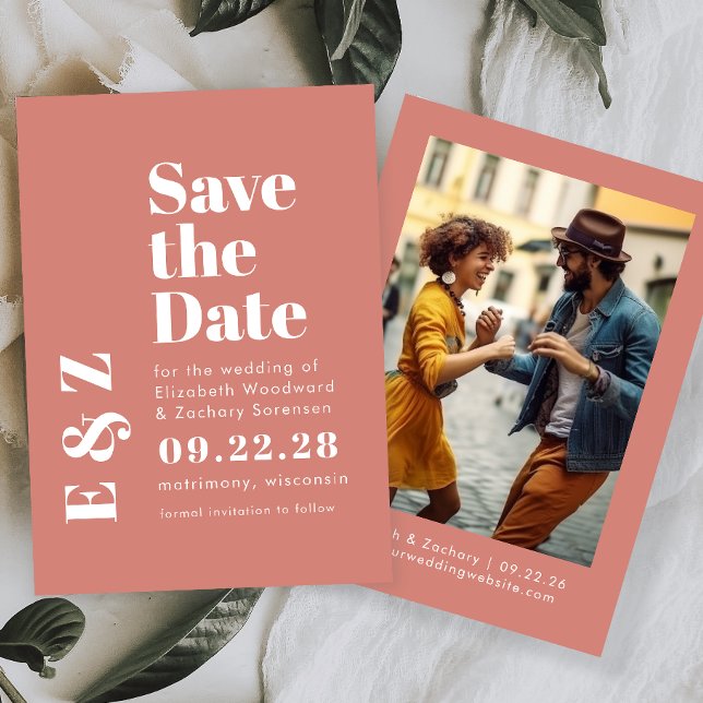 Bold Typography Terracotta Photo Save the Date (Creator Uploaded)