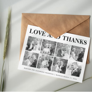 Bold typography Thank You eight photo collage Card