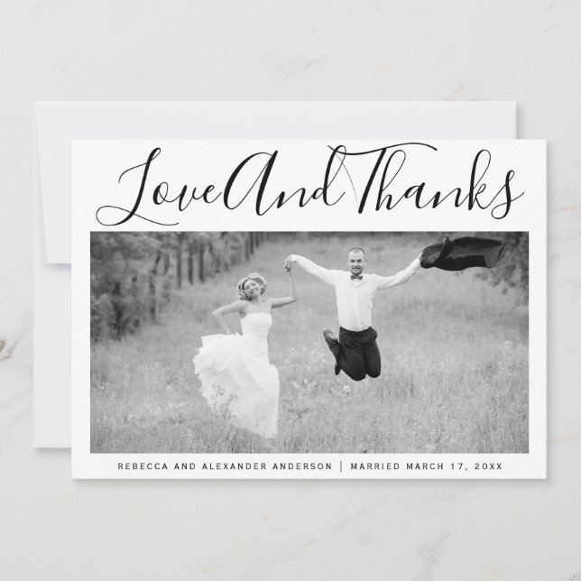 Bold typography Thank You wedding photo Card (Front)