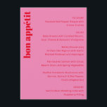 Bold Typography Vibrant Pink Red Modern Wedding Menu<br><div class="desc">Custom Bold Typography Vibrant Pink and Red Modern Wedding Menu</div>