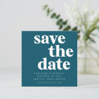 Bold Typography Vibrant Teal Modern Chic Wedding