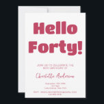 Bold Typography Viva Magenta Modern 40th Birthday Invitation<br><div class="desc">Bold Typography viva magenta and white Modern 40th Birthday Invitation. Celebrate your 40th birthday in style.</div>