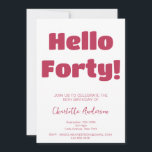 Bold Typography Viva Magenta Modern 40th Birthday Invitation<br><div class="desc">Bold Typography viva magenta and white Modern 40th Birthday Invitation. Celebrate your 40th birthday in style.</div>