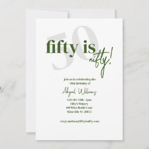 Bold Typography w/ Calligraphy 50 Nifty Birthday Invitation