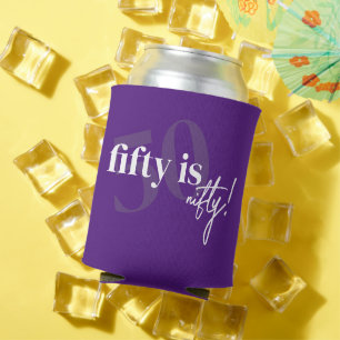 Bold Typography w/ Calligraphy 50th Birthday Can Cooler