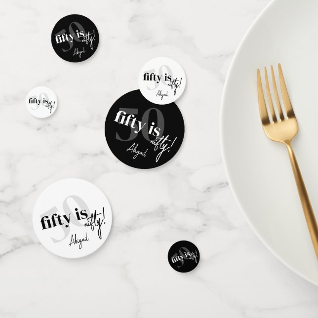 Bold Typography w/ Calligraphy 50th Birthday Party Confetti (Group)