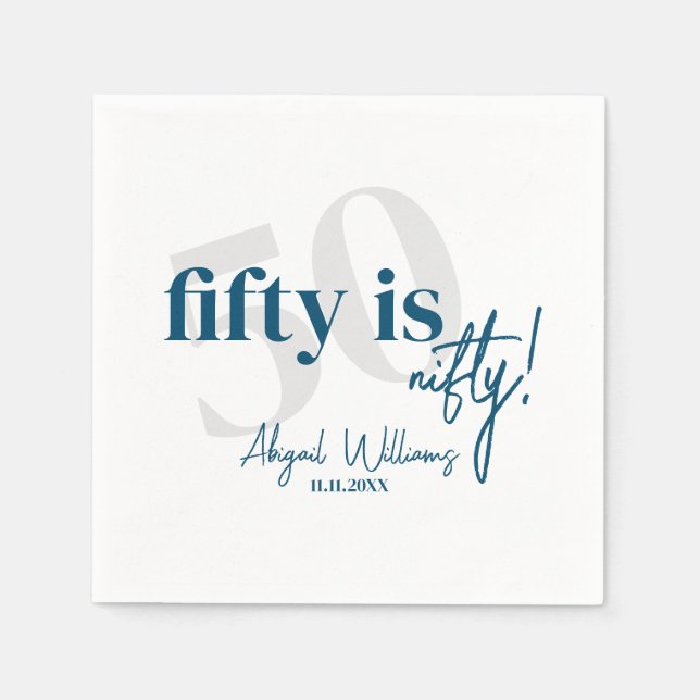 Bold Typography w/ Calligraphy 50th Birthday Party Napkin (Front)