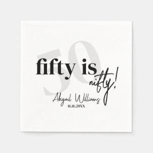 Bold Typography w/ Calligraphy 50th Birthday Party Napkin