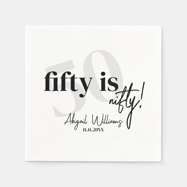 Bold Typography w/ Calligraphy 50th Birthday Party Napkin (Front)