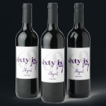 Bold Typography w/ Calligraphy 60th Birthday Party Wine Label<br><div class="desc">Bold typography with calligraphy 60 is sexy birthday party drink labels in black and white.  All text is completely customizable and matches our other 60 is nifty products.</div>