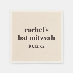 Bold Typography Warm Brown Custom Cute Bat Mitzvah Napkin