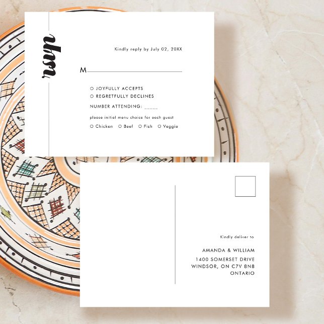 Bold Typography Wedding RSVP Response Announcement Postcard (Creator Uploaded)