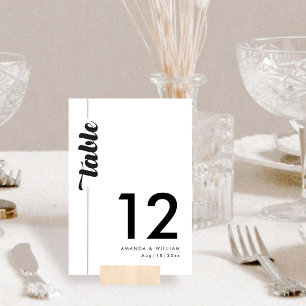Bold Typography Wedding Table Number card