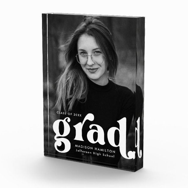 Bold Typography White Graduation Photo Block (Right)