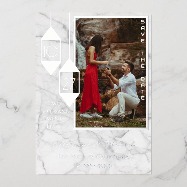 Bold Typography White Marble Photo Minimal  (Front)