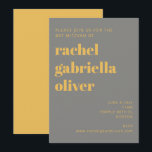 Bold Typography Yellow and Grey Bat Mitzvah  Invitation<br><div class="desc">Bold Typography Yellow and Grey Modern Bat Mitzvah Invitation</div>