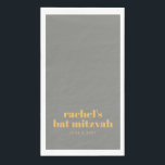 Bold Typography Yellow and Grey Bat Mitzvah Name Napkin<br><div class="desc">Custom Bold Typography Yellow and Grey Modern Bat Mitzvah Paper Guest Towels</div>
