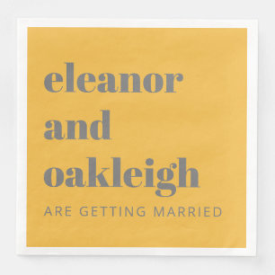 Bold Typography Yellow and Grey Modern Wedding  Napkin