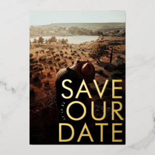 BOLD Ultra Modern Gold Photo Save Our Date