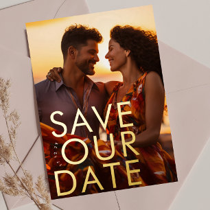 BOLD   ULTRA MODERN GOLD PHOTO SAVE OUR DATE