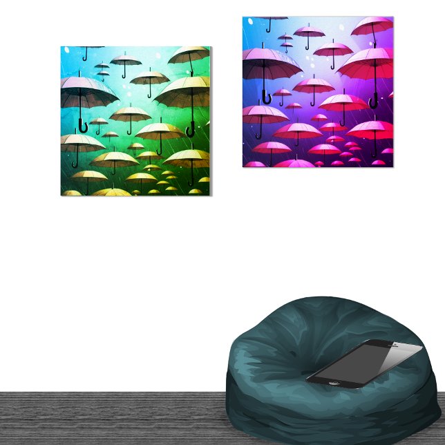 Bold Umbrellas,Rain,Pink & Blue (not to scale, add pops of color and interest to any corner or nook.)