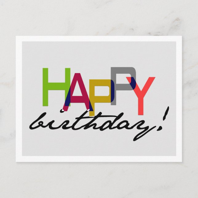Bold Unisex Bonne Typographie Anniversaire Carte p (Devant)