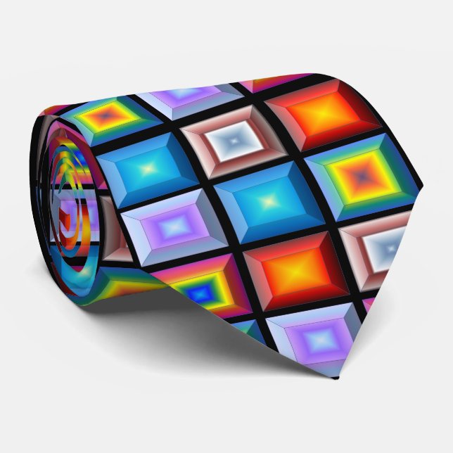 Bold Unusual Contemporary Abstract Geometric Tie (Rolled)