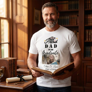 Bold Varsity Black & White Proud Dad 2026 Graduate T-Shirt